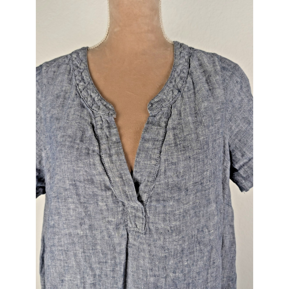 Tahari Linen Shirtdress Chambray Blue Sz 1XL Beach Resort Cruise Classic - Picture 4 of 8